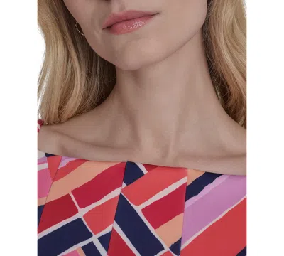 Vince Camuto Plus Size Printed Scuba Fit & Flare Dress In Pink