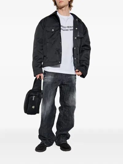 Dsquared2 Mens White Heritage 95 Text-print Cotton T-shirt In White