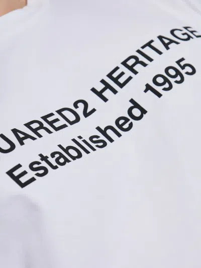 Dsquared2 Mens White Heritage 95 Text-print Cotton T-shirt In White