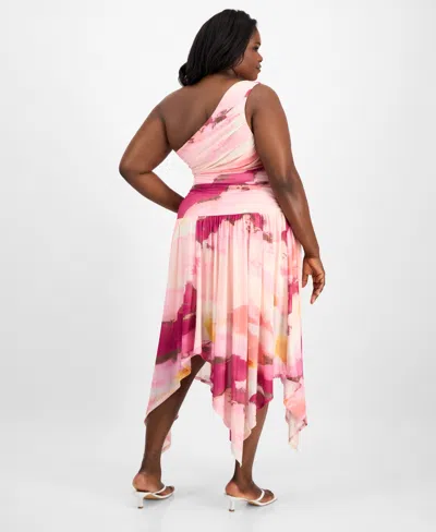 Bar Iii Trendy Plus Size Asymmetrical One-shoulder Dress, Exclusively At Macy's In Multi