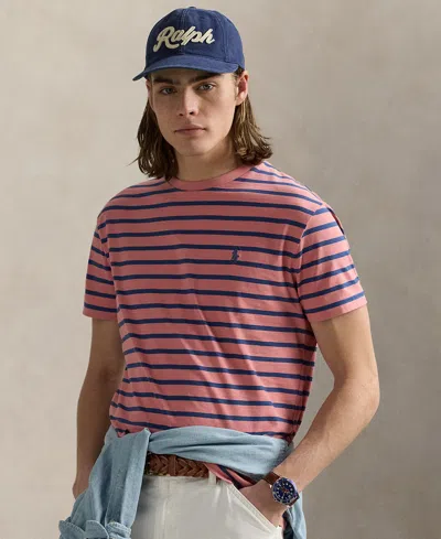 Polo Ralph Lauren Custom Slim Fit Striped Jersey T-shirt In Pink