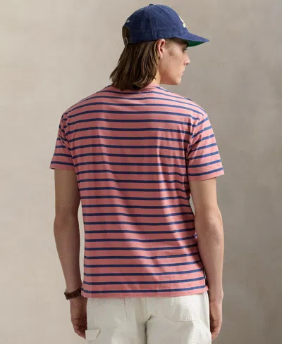 Polo Ralph Lauren Custom Slim Fit Striped Jersey T-shirt In Pink