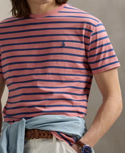 Polo Ralph Lauren Custom Slim Fit Striped Jersey T-shirt In Pink