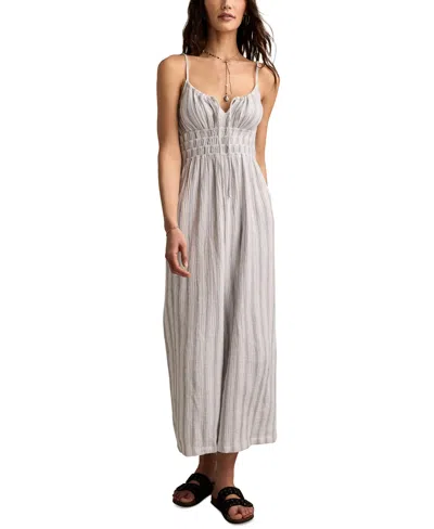 Lucky Brand Women's Cotton Striped Gauzy Jumpsuit In Gray