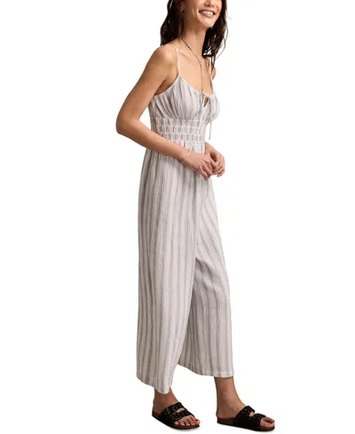 Lucky Brand Women's Cotton Striped Gauzy Jumpsuit In Gray