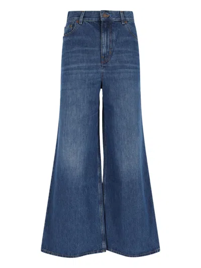 Chloé Chloe' Wide Leg Denim Jeans In Black