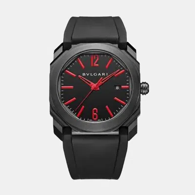 Pre-owned Bvlgari Black Dlc Coated Stainless Steel Octo 102738 Automatic Men's Wristwatch 41 Mm