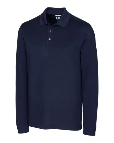 Cutter & Buck Advantage Eco Tri-blend Pique Mens Big And Tall Long Sleeve Polo In Blue