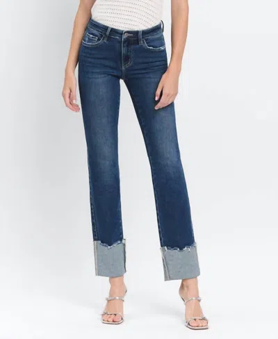 Lovervet Overheard Mid Rise Cuffed Slim Straight Jeans In Medium Wash