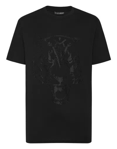 Plein Sport Cotton T-shirt Round Neck Ss Lamina Tiger