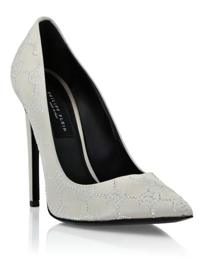 Philipp Plein Satin Decollete Hi-heels Monogram Strass