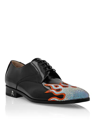 Philipp Plein Lace Up Shoes Strass Flame