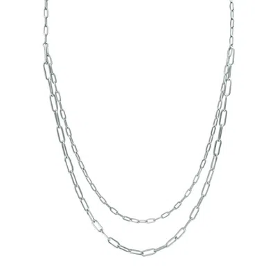 Stia Women's Layers Paperclip Necklace In Silver