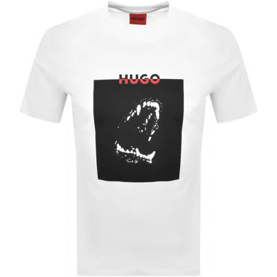 Hugo Boss Hugo Doberman Print T Shirt White In White