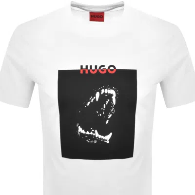 Hugo Boss Hugo Doberman Print T Shirt White In White