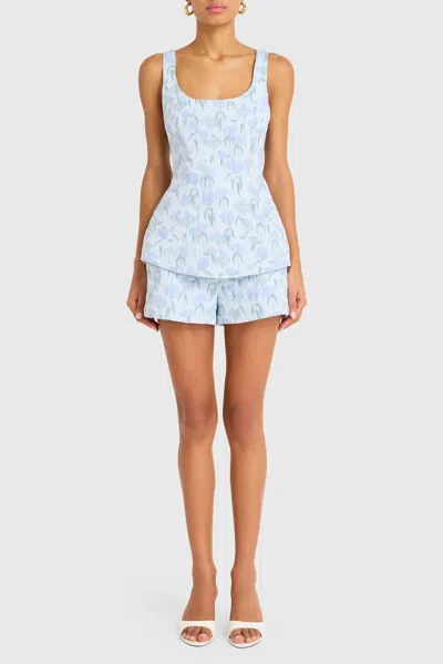 Amanda Uprichard Empire Tank Top In Flores Brocade In Blue