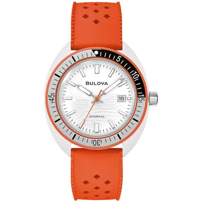 Bulova Men's Snorkel Orange Hnbr Rubber Strap Watch 41mm In Orange
