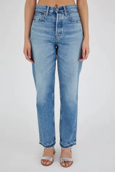 Moussy Waipio Wide Straight Jean In Light Blue