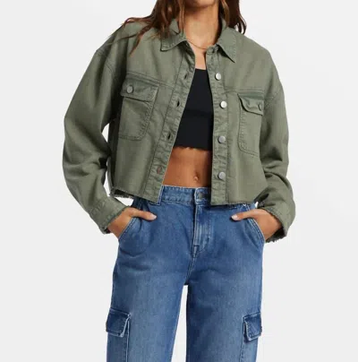 Roxy Sunset Sands Cutoff Shacket In Agave Green