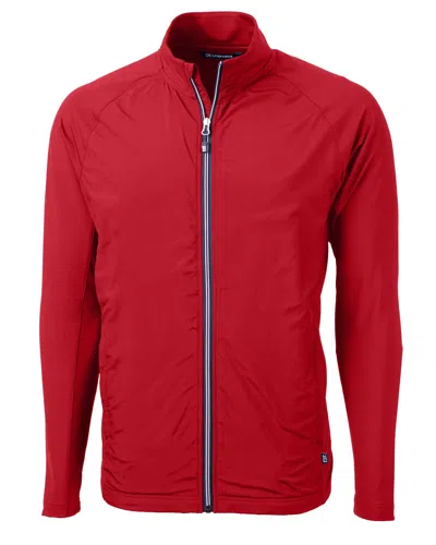 Cutter & Buck Adapt Eco Knit Hybrid Recycled Mens Full Zip Jacket In Red
