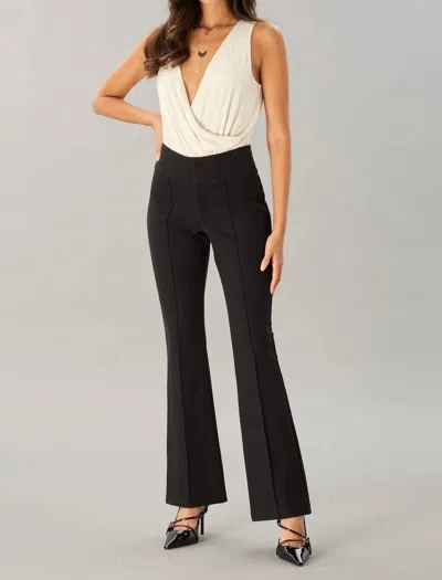 LOLA AND SOPHIE SMART TWILL FIT'N'FLARE PANT IN BLACK 