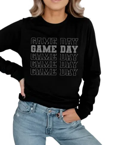 Bella+canvas Game Day Long Sleeve Sweatshirt In Black