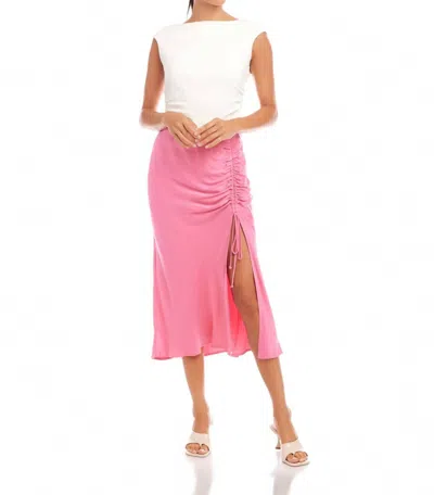 Fifteen Twenty Fiona Shirred Midi Skirt In Pink