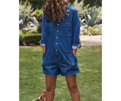 FRANK & EILEEN IRELAND ROMPER IN MEDIUM WASH 