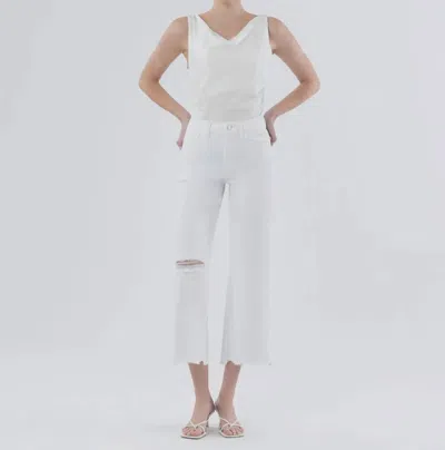 LOVERVET HIGH RISE RAW UNEVEN HEM CROPPED IN WHITE 