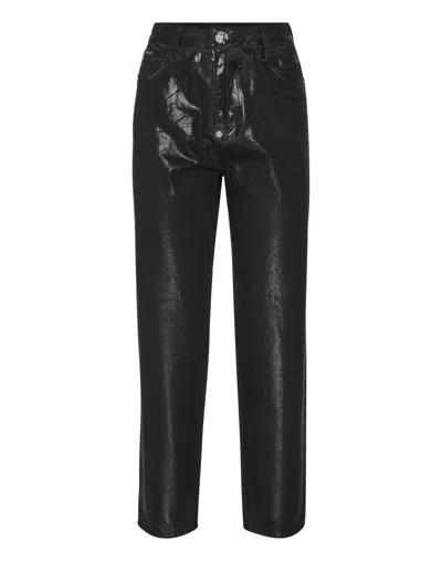 Philipp Plein Coated Denim Trousers Mom Fit