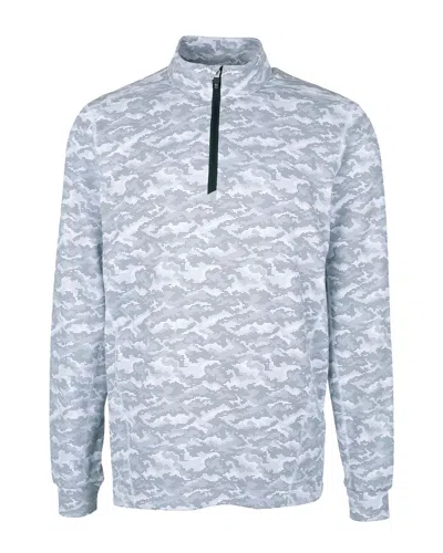 Cutter & Buck Cutter Buck Traverse Camo Print Stretch Quarter Zip Mens Big And Tall Pullover Jacket In Blue