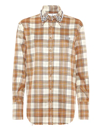 Philipp Plein Checked Oversize Shirt Ls Strass Flame