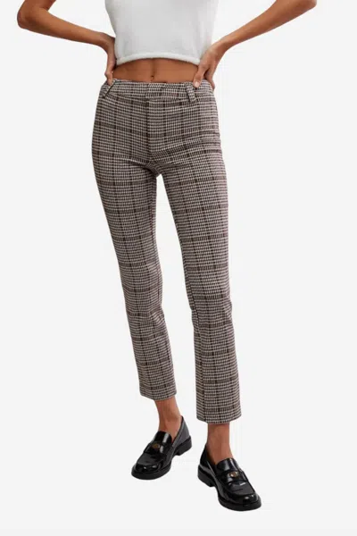 Free People Molly Plaid Slim Pant In Neutral Combo