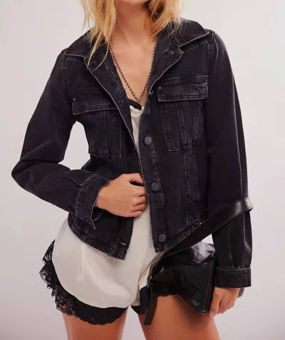 Free People Jade Denim Jacket In Washed Black