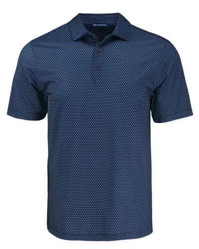 Cutter & Buck Pike Eco Shadow Check Print Recycled Mens Polo In Blue