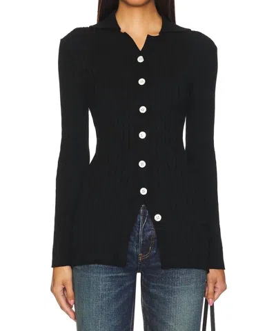Moussy Collar Cardigan In Black