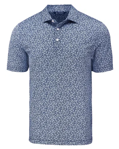 Cutter & Buck Pike Eco Flora Print Recycled Mens Polo In Blue
