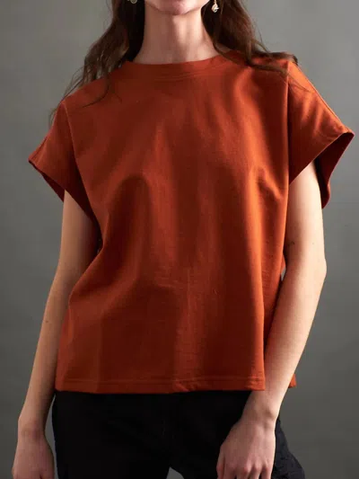 Mata Traders Caitlyn Short Sleeve Top In Loop Knit Clay