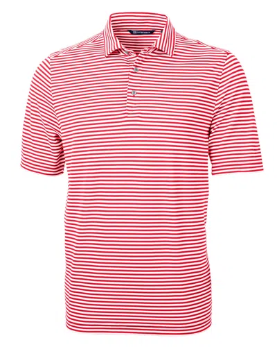 Cutter & Buck Virtue Eco Pique Stripe Recycled Mens Big And Tall Polo Shirt In Red