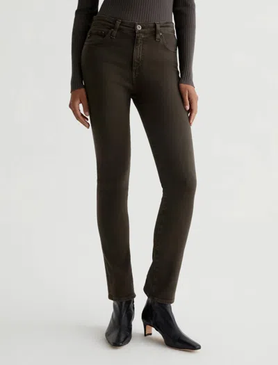 Ag Mari High-rise Slim Straight Jean In Sulfur Stone Brown