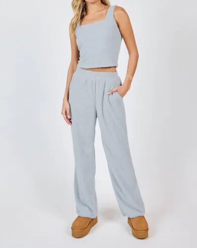 Sadie & Sage Mind You Cozy Wide Leg Pant In Skyway In Blue