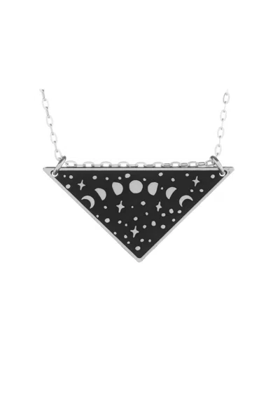 The Bearded Jeweler Women's Moon Phases Triangle Necklace In Black