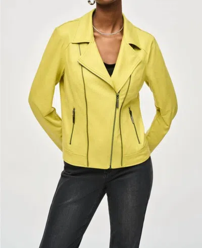 Joseph Ribkoff Foiled Faux Suede Jacket In Wasabi