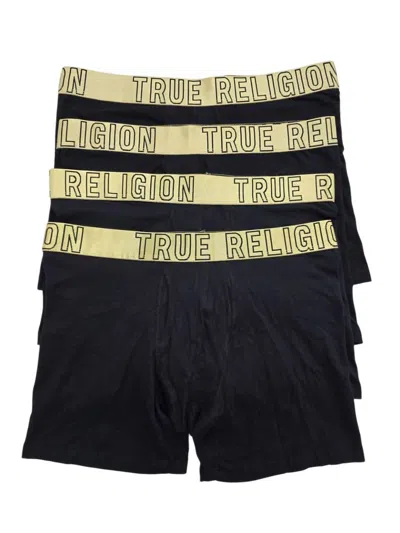 True Religion Men's 4-pack Modal Boxer Briefs In Gold/black