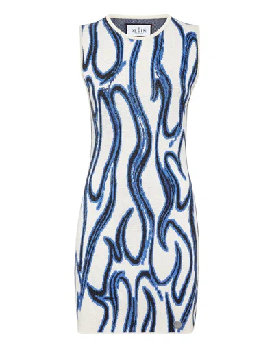 Philipp Plein Patterned-jacquard Flame-motif Mini Dress
