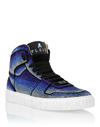 Philipp Plein Suede Hi-top Sneakers Strass Studs