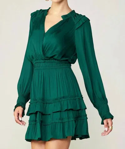 Current Air Autumn Ruffled Mini Dress In Green