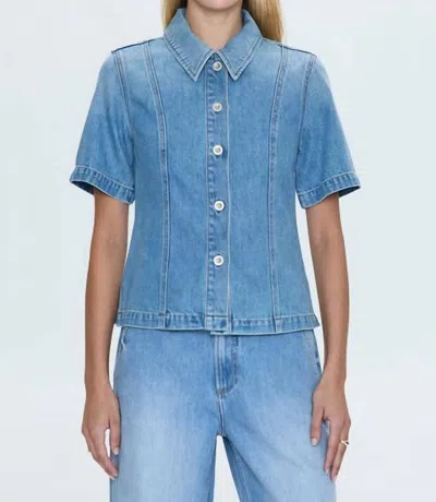 Pistola Cyndi Short Sleeve Denim Shirt In Palo Alto In Multi