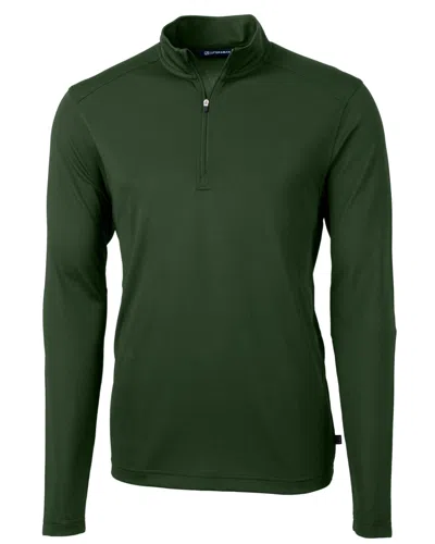 Cutter & Buck Virtue Eco Pique Recycled Quarter Zip Mens Pullover Jacket In Green