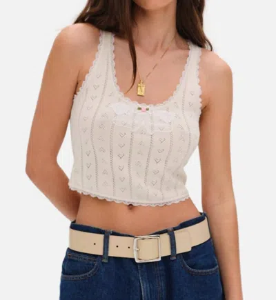 For Love & Lemons Angelina Knit Tank In Cream